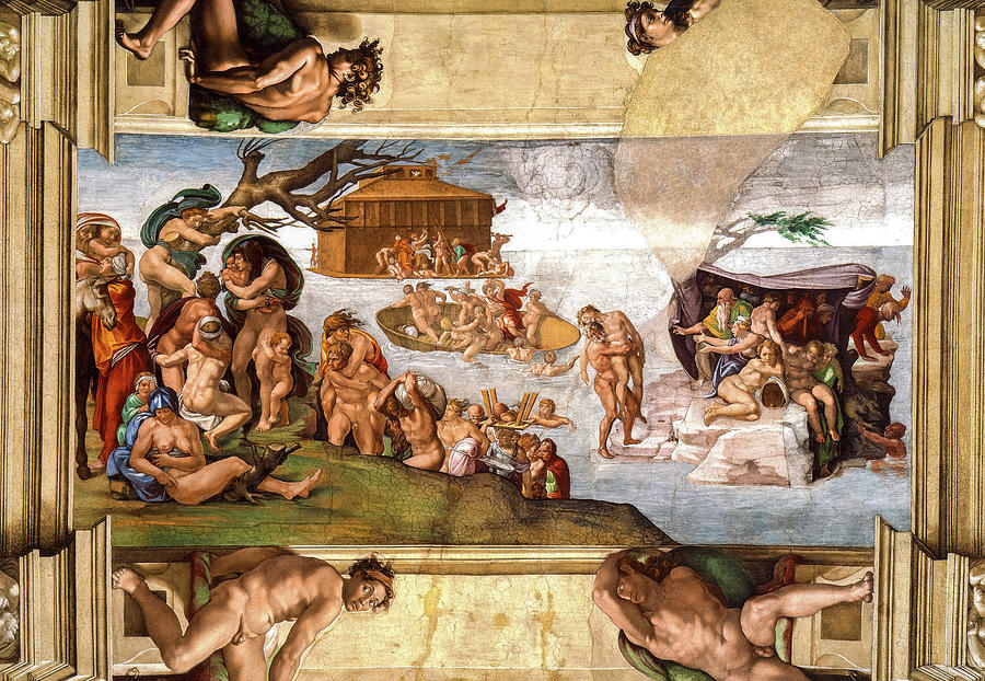 Michelangelo Painting - The Great Flood, Sistine Chapel by Michelangelo