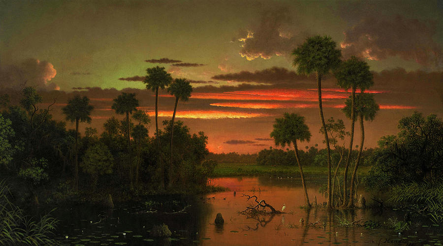 Martin Johnson Heade Painting - The Great Florida Sunset, 1887 by Martin Johnson Heade