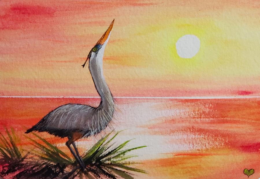 The Great Heron Painting by Deahn Benware