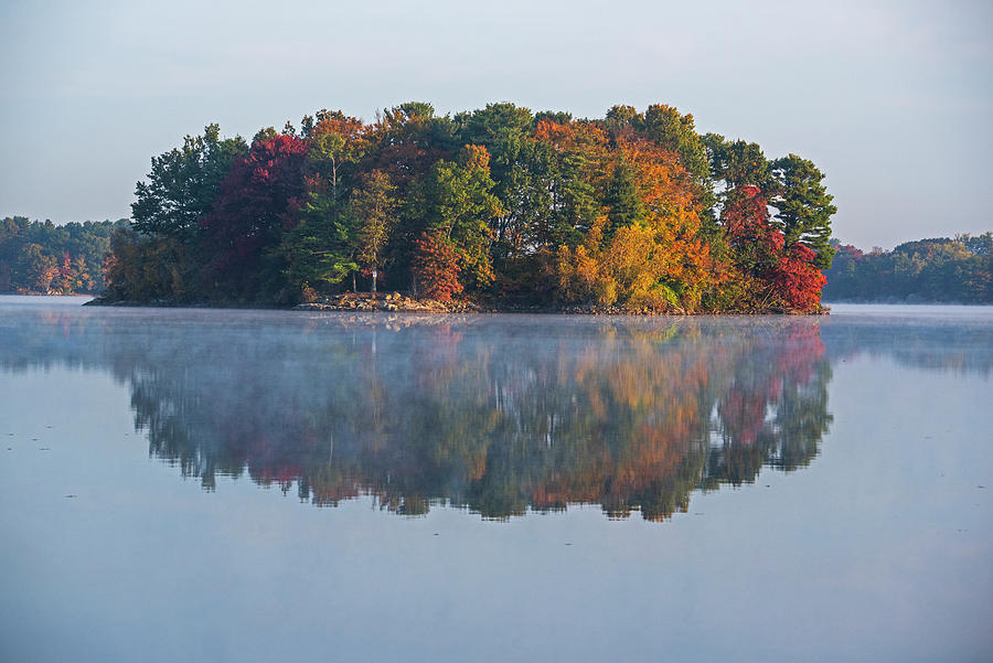 The Great Island on Spot Pond in Stoneham Massachusetts in Fall Colors Autumn Photograph by Toby McGuire