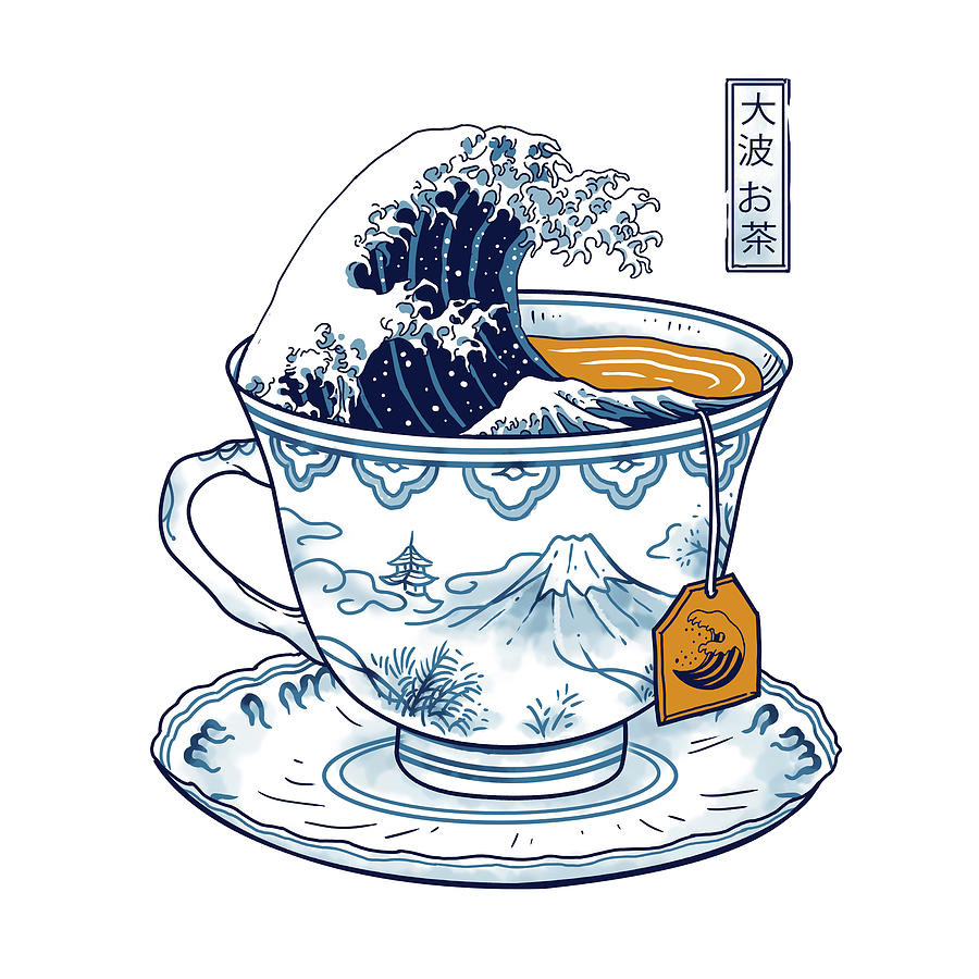 Tea Digital Art - The Great Kanagawa Tea by Vincent Trinidad