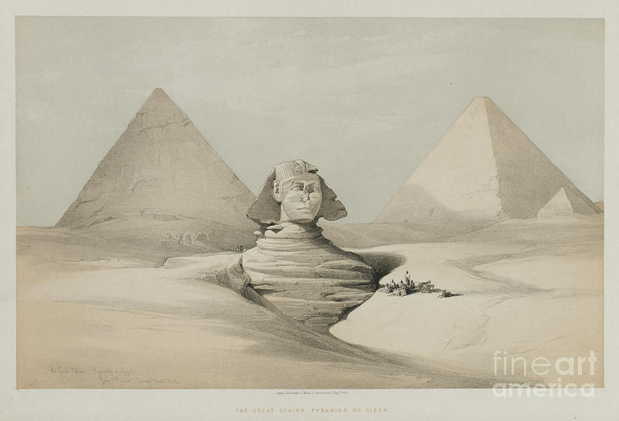 The Great Sphinx, Pyramids of Gezeeh 1846 q1 Painting by Historic illustrations