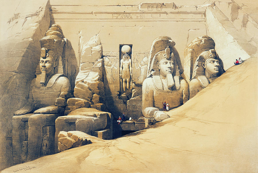 The Great Temple Of Aboosimble Nubia By David Roberts Drawing