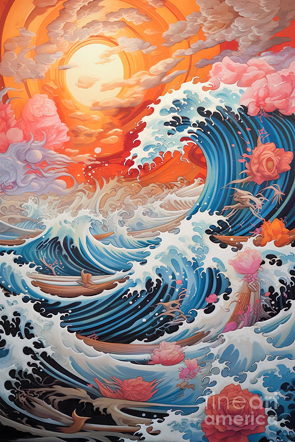 Hokusai Painting - The Great Wave 2 by Mark Ashkenazi