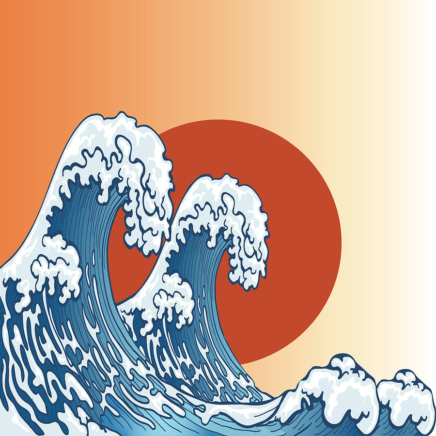 Great Wave off Japanese Wall Art, Art Print, Wave Print, Wave Oriental Wall Art Drawing by Mounir Khalfouf - Fine Art America