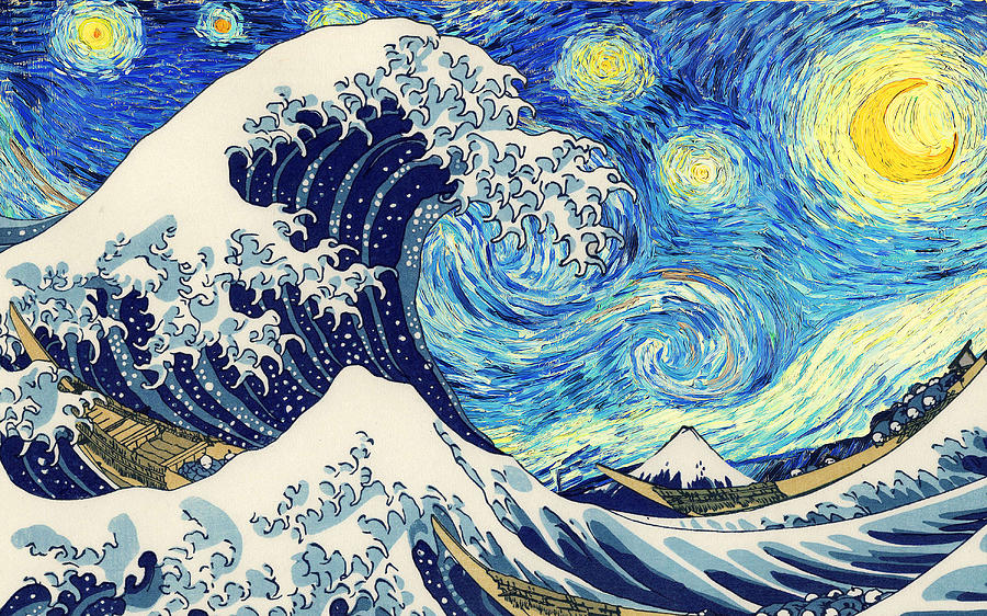 The Great Wave off Kanagawa Digital Art by Linyan Chen