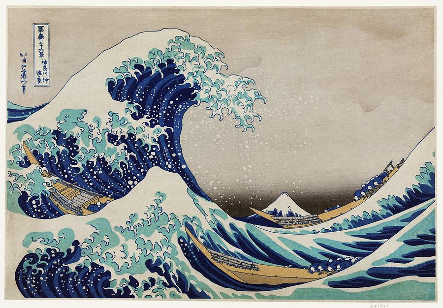The Great Wave off Kanagawa vintage     from original painting by Katsushika Hokusai Painting by Les Classics