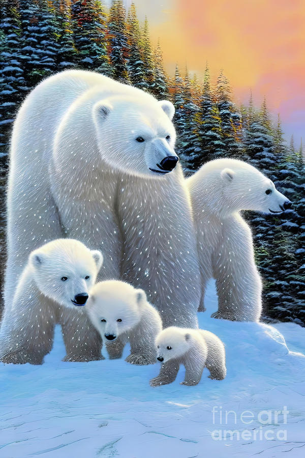 The Great White North Polar Bears  Digital Art by Elaine Manley