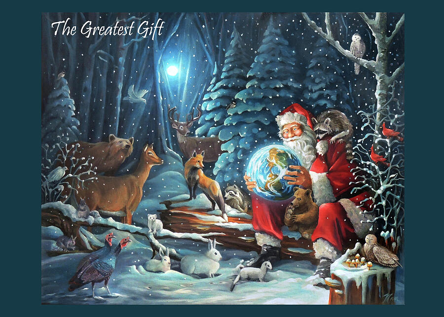 The Greatest Gift Christmas Card Painting by Nancy Griswold