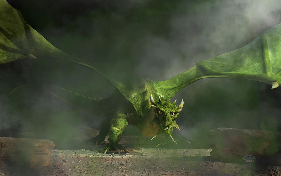 The Green Dragon Approaches Digital Art by Daniel Eskridge