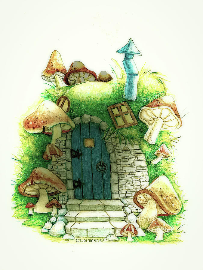 The green fairy house Drawing by Tim Ernst
