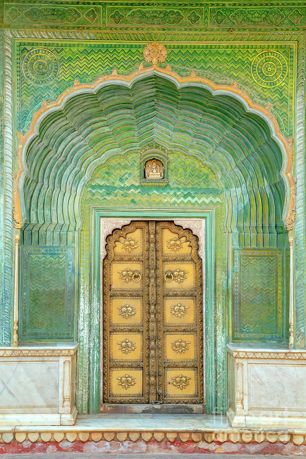 The Green Gate inside the City Palace in Jaipur, India Photograph by Julia Hiebaum