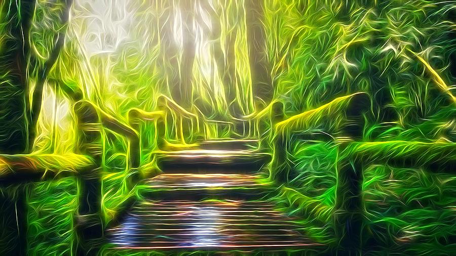 Jungle Digital Art - The Green Road by Hesham Ezzat