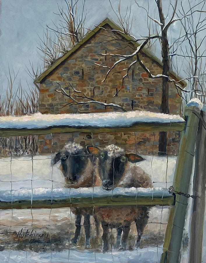 Sheep Painting - The Greeters by Diane Hutchinson