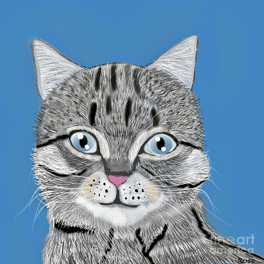 The grey tabby cat Digital Art by Elaine Hayward