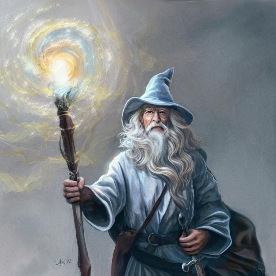 The Grey Wizard Painted Digital Art by David Luebbert