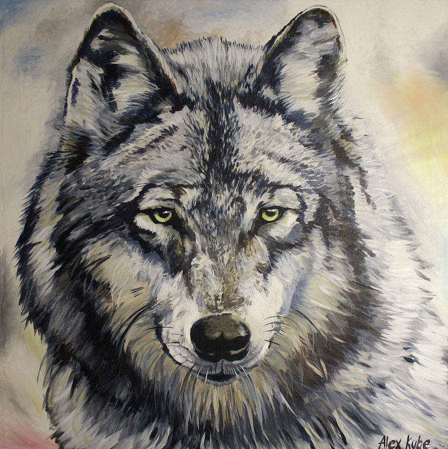 The Grey Wolf Painting By Alexandra Kube Fine Art America