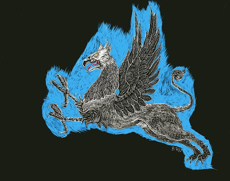 The Griffin Drawing by Branwen Drew