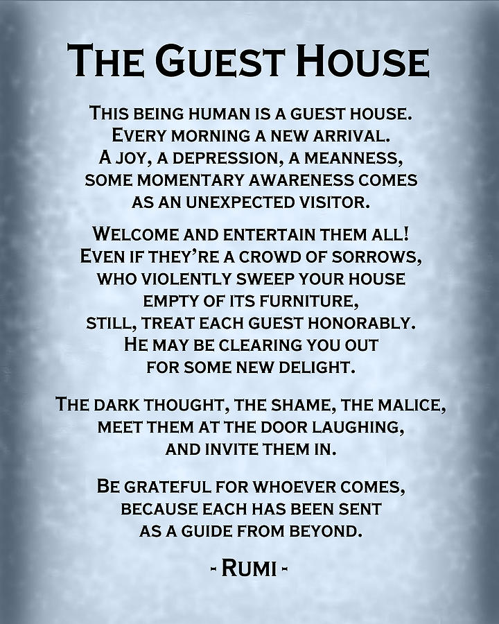 The Guest House by Rumi - Blue Grey Digital Art by Ginny Gaura