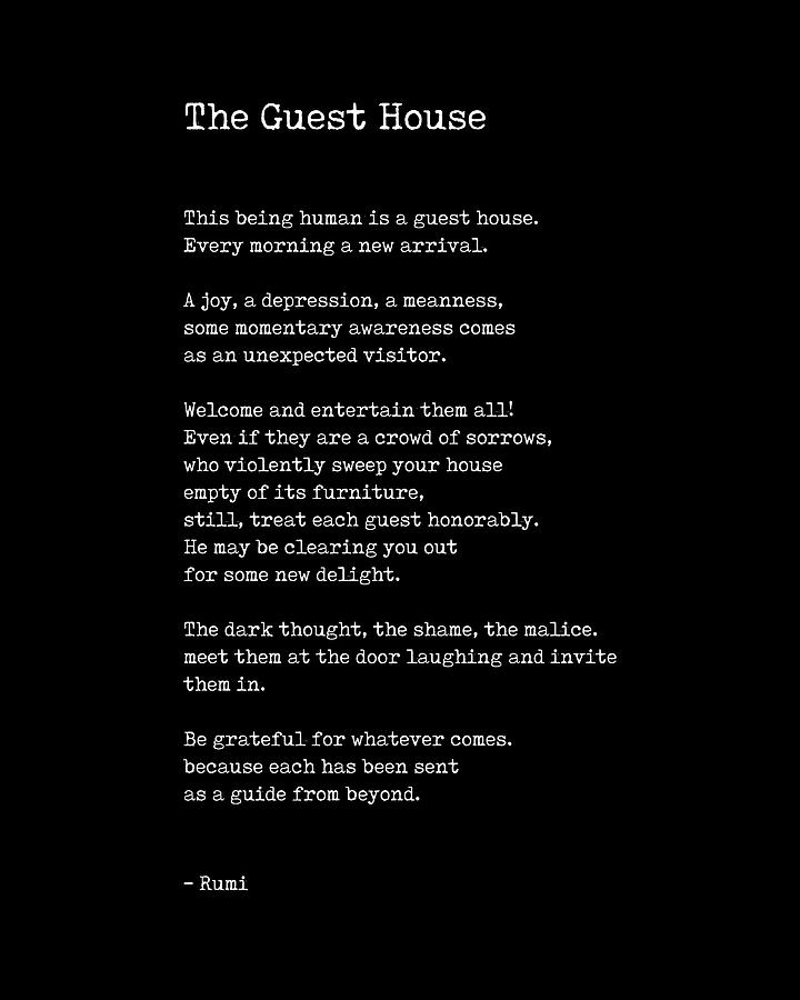 The Guest House by Rumi - Typewriter Print 2 - Literature Digital Art by Studio Grafiikka