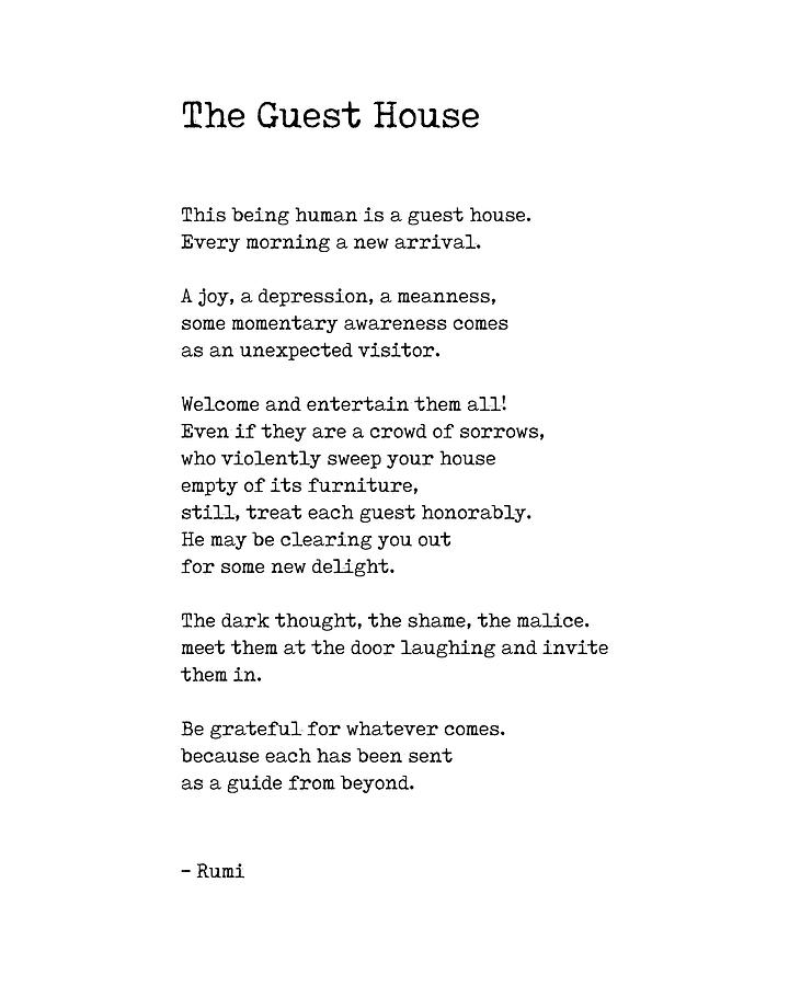 The Guest House by Rumi - Typewriter Print - Literature Digital Art by Studio Grafiikka