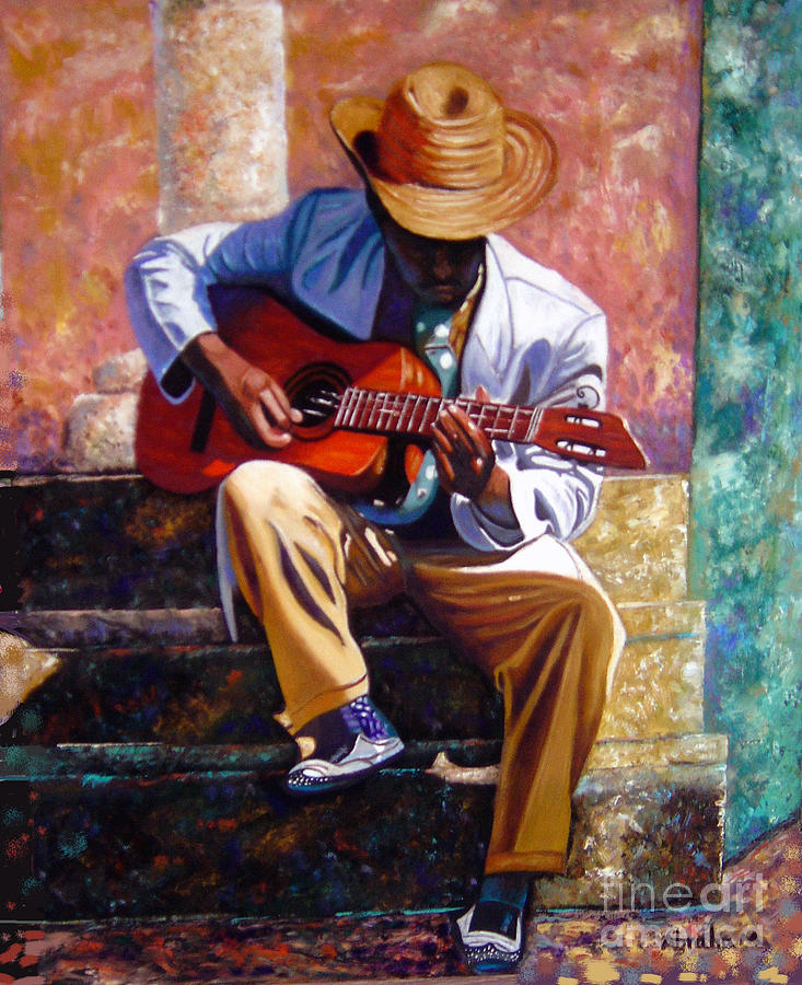 The Guitar Player Painting by Jose Manuel Abraham