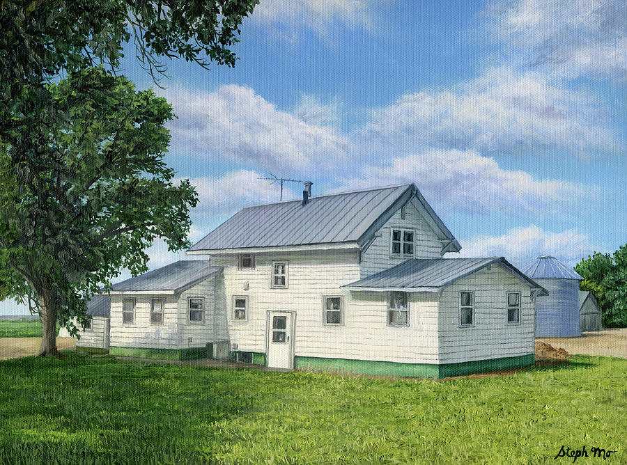 Farmhouse Painting - The Hall Family Farm House by Steph Moraca