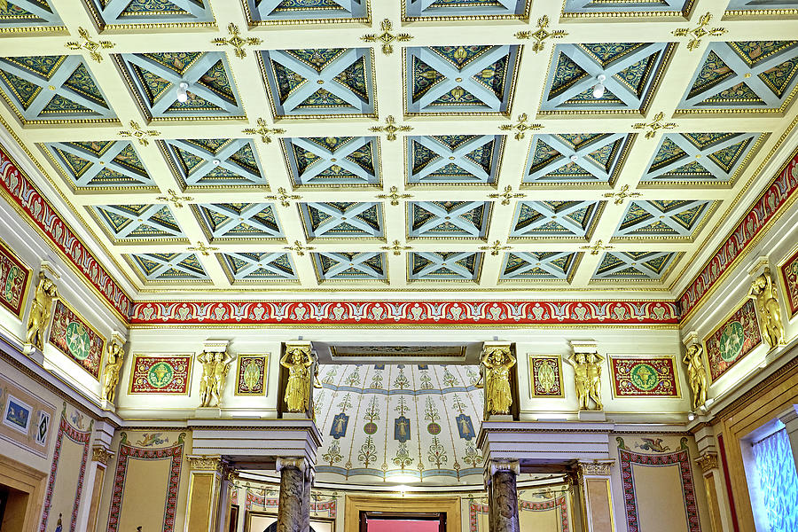 The Hall With Columns And Ceiling In The Roman Style Photograph