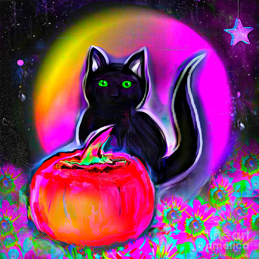 The Halloween Rainbow Moon Digital Art by BelleAme Sommers