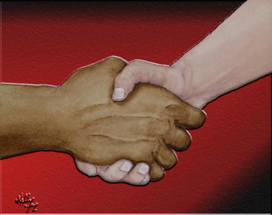 The Handshake Painting by Kelly Mills