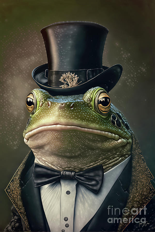 Frog Digital Art - The Handsome Bullfrog Groom by Tina LeCour
