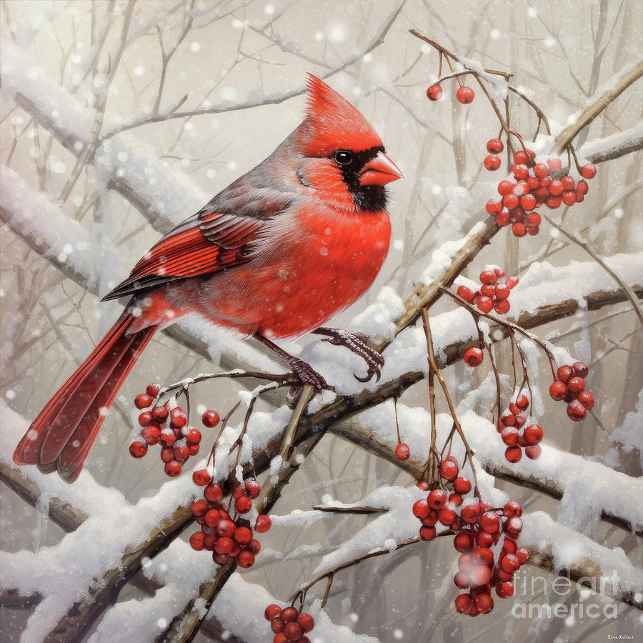 The Handsome Northern Cardinal Painting by Tina LeCour