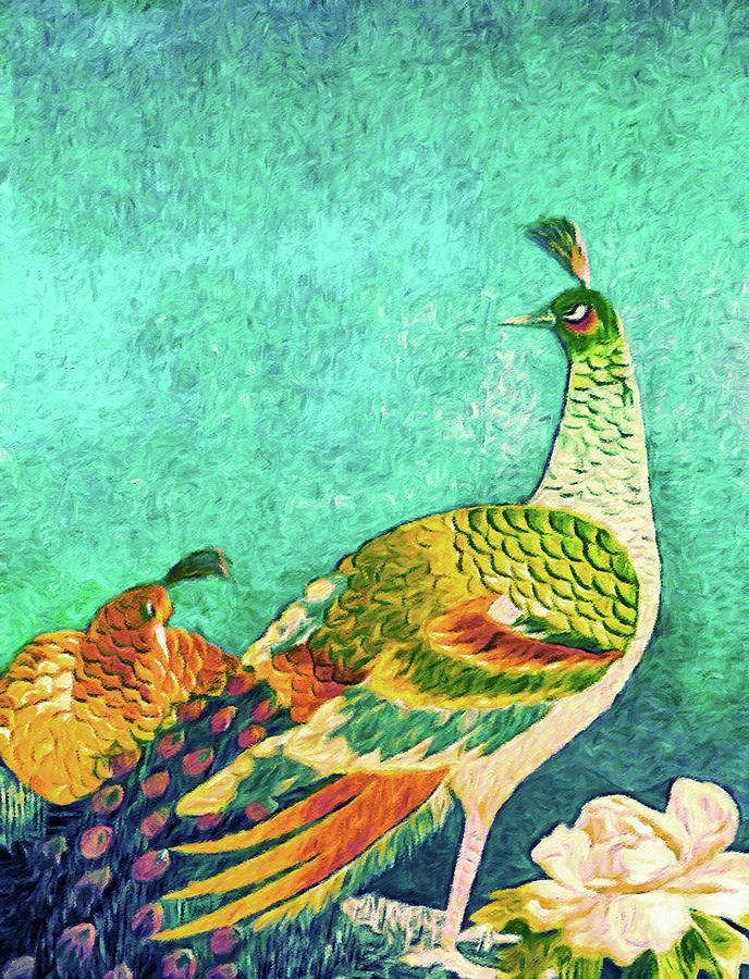 The Handsome Peacock - Kimono Series Tapestry - Textile by Susan Maxwell Schmidt