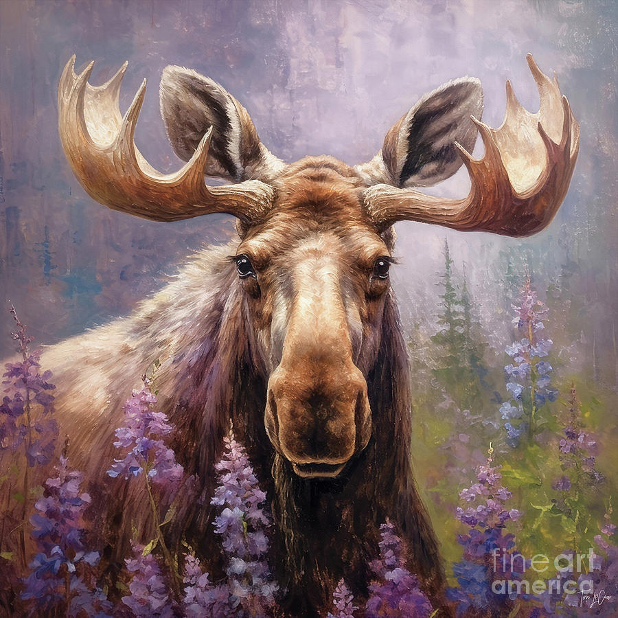 Yellowstone National Park Painting - The Happy Moose by Tina LeCour