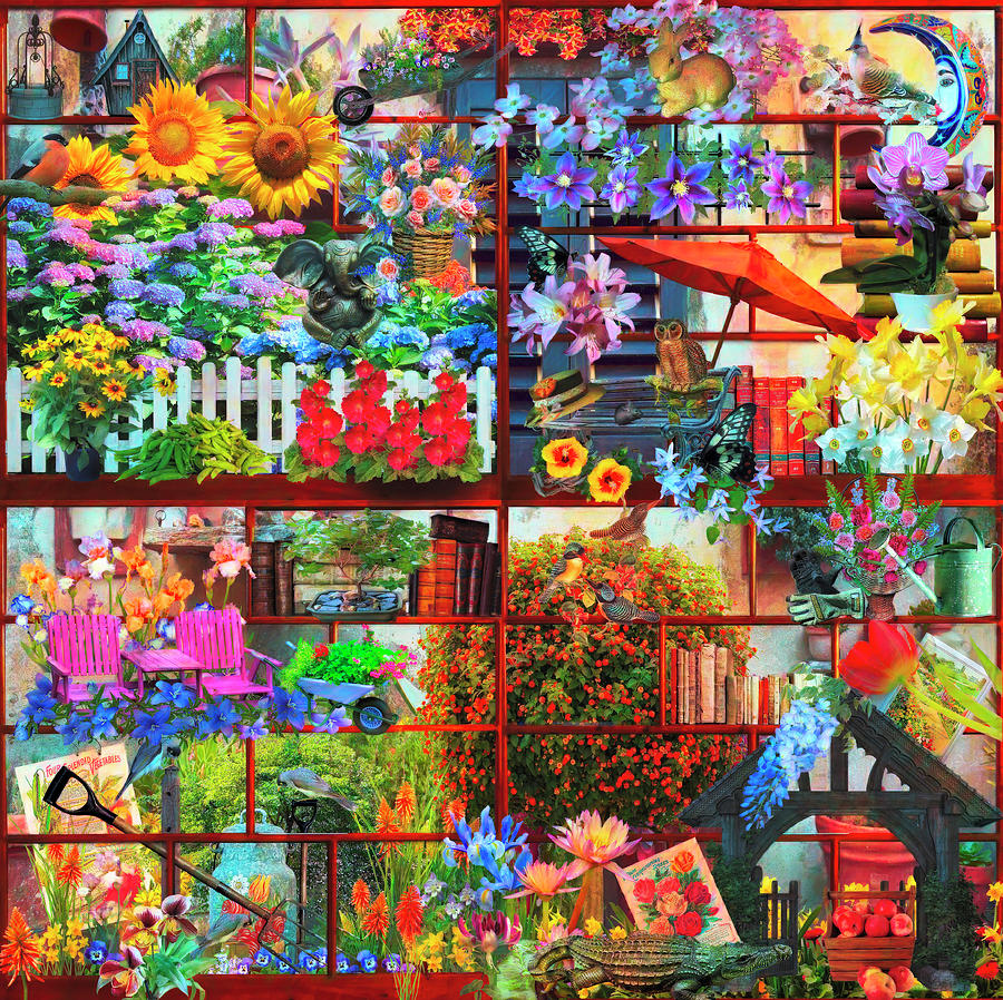 The Happy Garden Painting Digital Art by Debra and Dave Vanderlaan