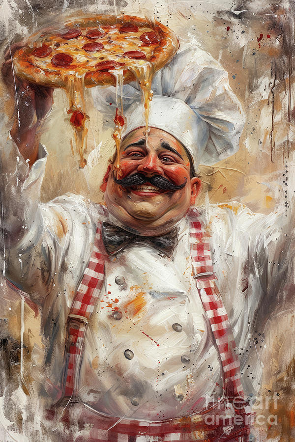 Chef Painting - The Happy Pizza Maker 2 by Tina LeCour