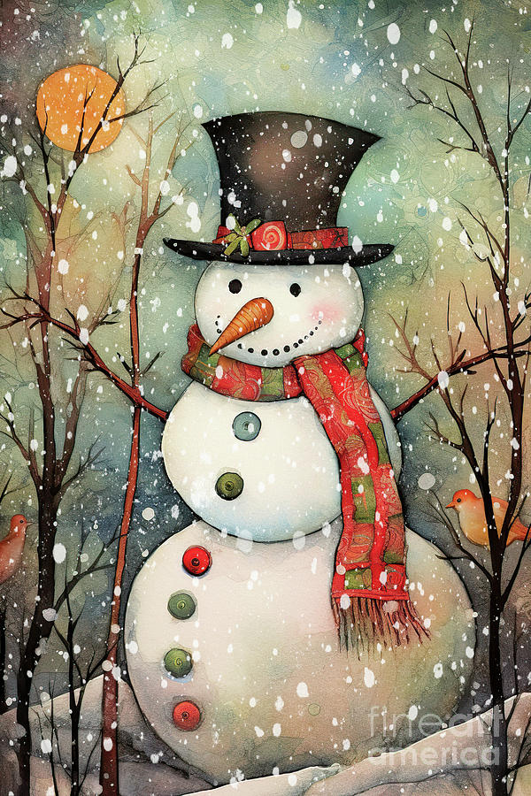 The Happy Snowman Painting by Tina LeCour