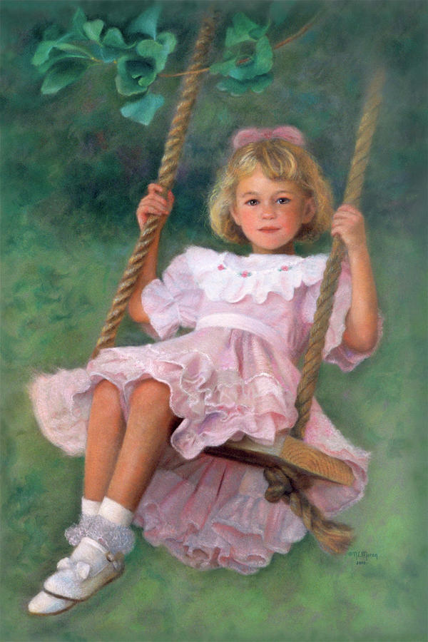 Spring Pastel - The Happy Swing at Grandmas House by Nancy Lee Moran