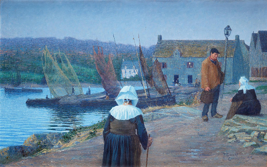 The Harbor in Concarneau, Brittany Painting by Per Ewert