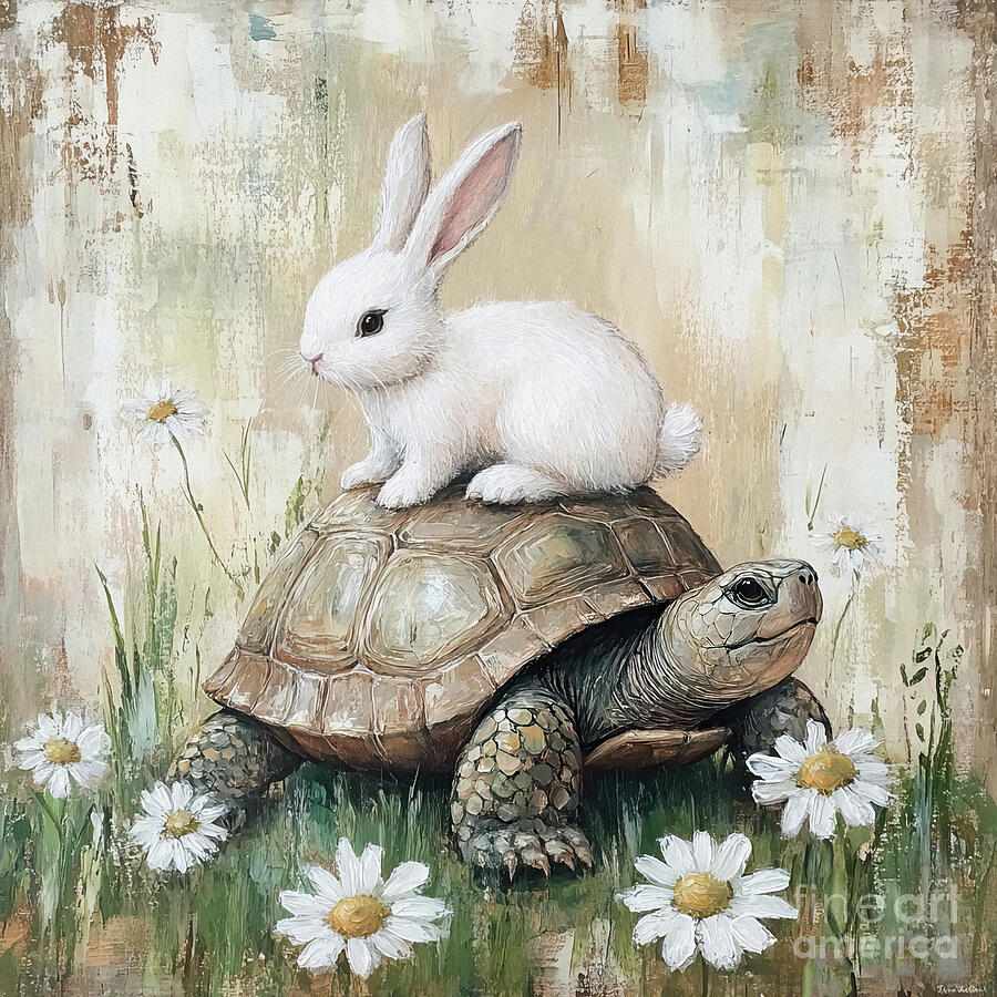 The Hare And The Tortoise Painting by Tina LeCour The Hare And The Tortoise Painting by Tina LeCour