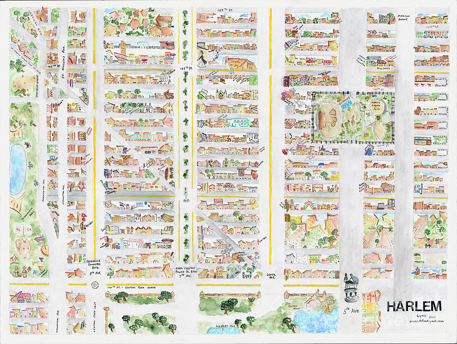 The Harlem Map Painting by AFineLyne