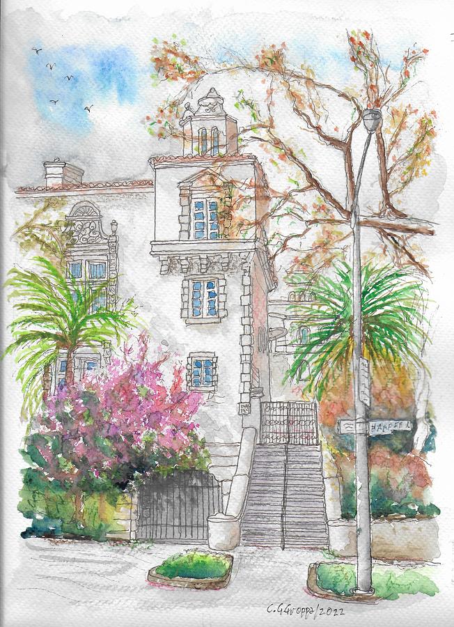 The Harper House, 1334 N.Harper Ave, West Hollywood, California Painting by Carlos G Groppa