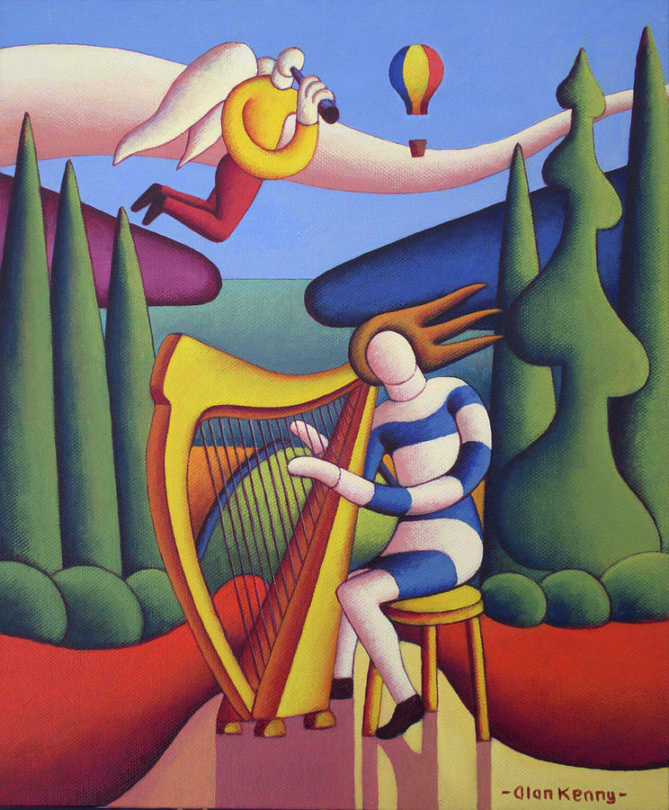 The Harpist with Angel Painting by Alan Kenny