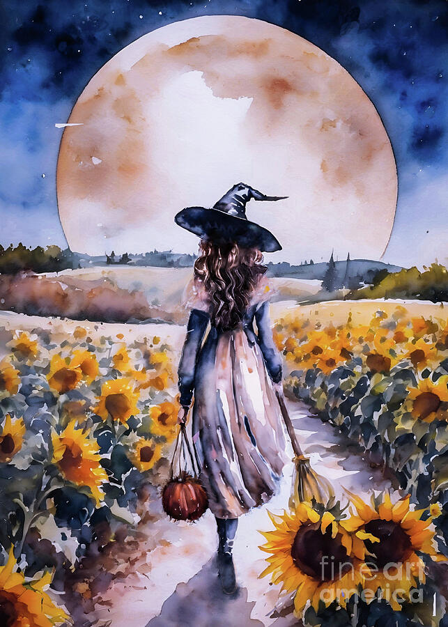 Fall Painting - The Havest Moon by Lyra OBrien