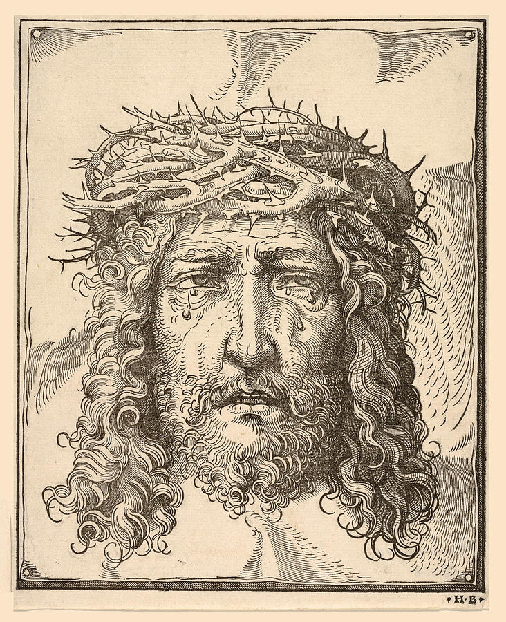 The Head of Christ Crowned with Thorns Drawing by Hans Burgkmair the Elder