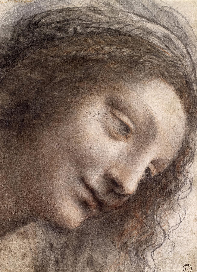 Leonardo da Vinci  The Head of the Virgin in Three-Quarter View