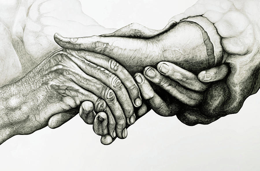 The Healing Touch Drawing by June Pauline Zent