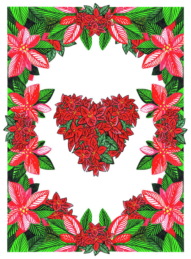 The Heart Of Joy Watercolor Holiday Poinsettia  Painting by Irina Sztukowski
