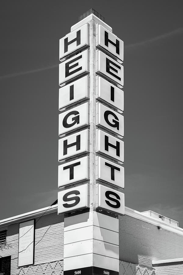 The Heights Sign Of Little Rock - Black And White Photograph by Gregory Ballos