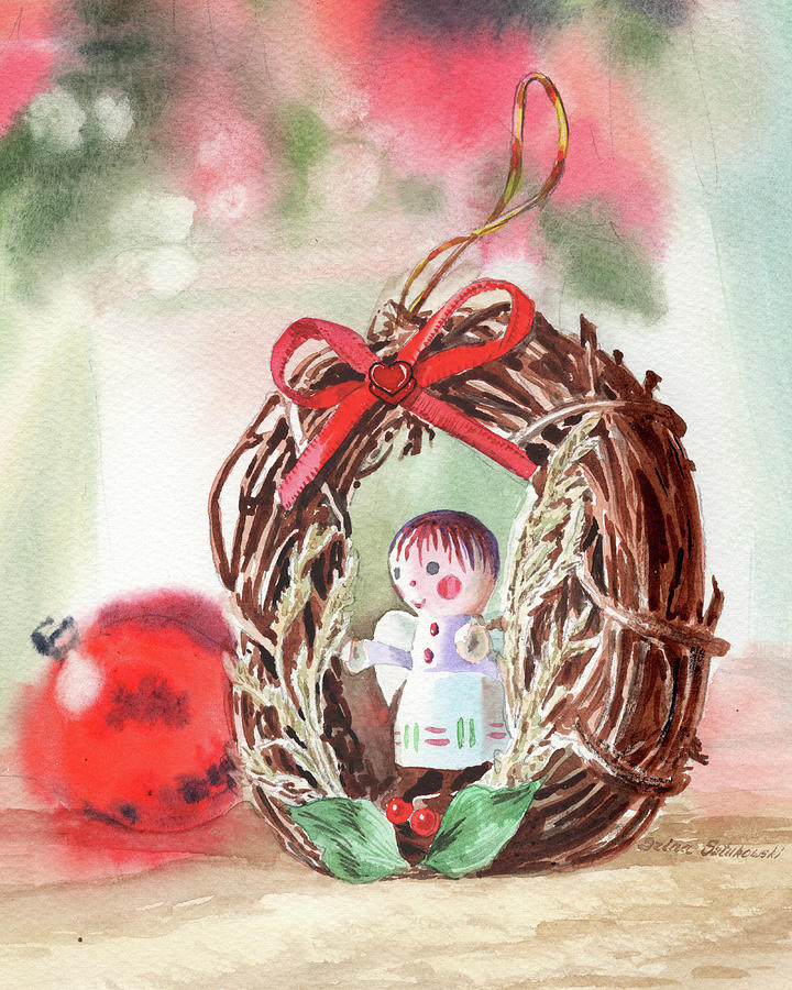 The Hidden Hearts Of Christmas Angel Painting by Irina Sztukowski
